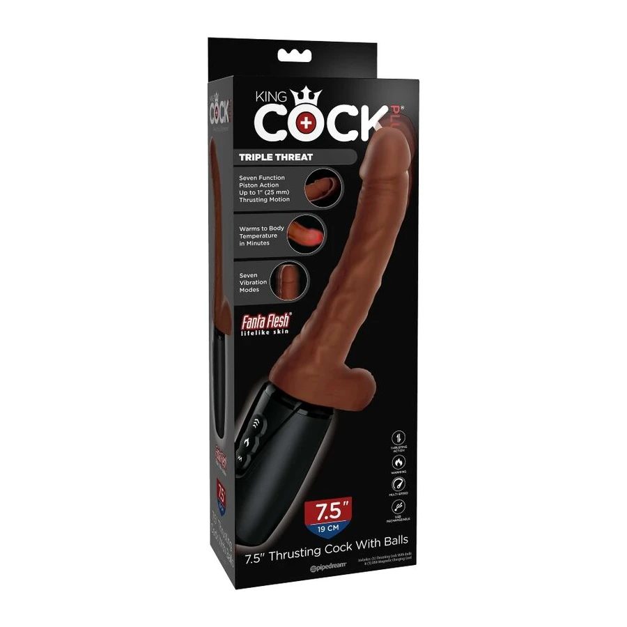 KING COCK - PLUS TRIPLA MINACCIA TONO DELLA PELLE MARRONE